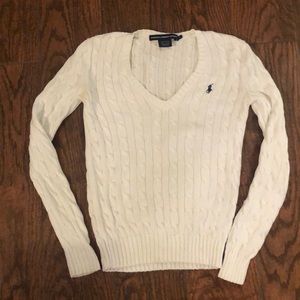 Polo White V-Neck Sweater